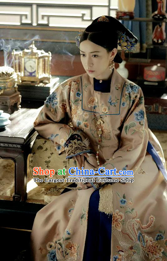 Drama Story of Yanxi Palace Chinese Qing Dynasty Imperial Empress Embroidered Costumes and Headpiece Complete Set