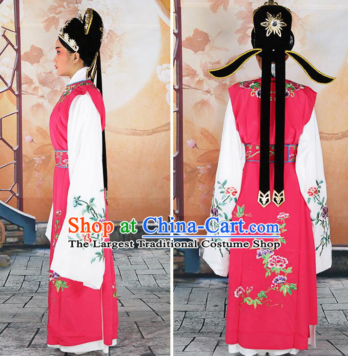 Traditional China Beijing Opera Costume Gifted Scholar Embroidered Robe and Hat Ancient Chinese Peking Opera Embroidery Clothing