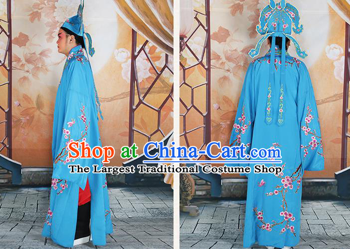 Traditional China Beijing Opera Costume Gifted Scholar Embroidered Robe and Hat Ancient Chinese Peking Opera Embroidery Clothing