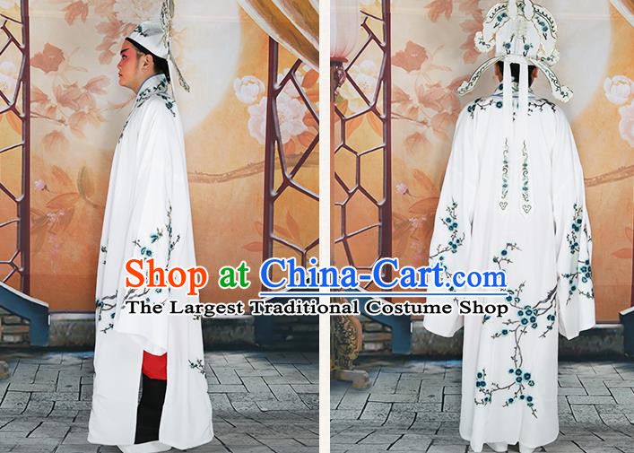 Traditional China Beijing Opera Costume Gifted Scholar Embroidered Robe and Hat Ancient Chinese Peking Opera Embroidery Clothing