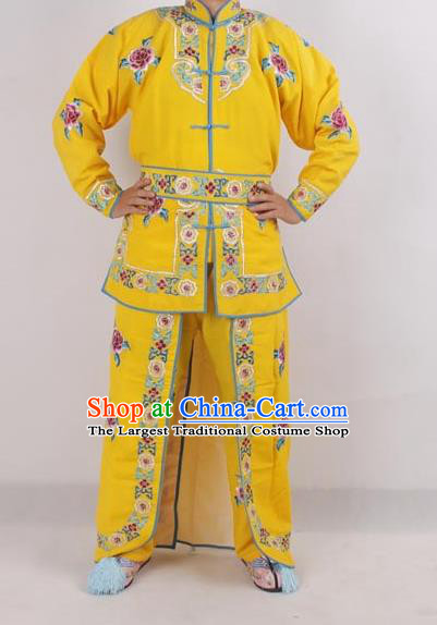 Professional Chinese Peking Opera Female Warrior Costume Ancient Swordswoman Embroidered Yellow Clothing for Adults