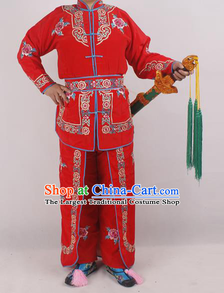 Chinese Peking Opera Female Warrior Red Costume Ancient Swordswoman Embroidered Clothing for Adults