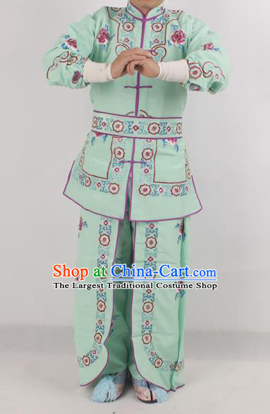 Chinese Peking Opera Female Warrior Green Costume Ancient Swordswoman Embroidered Clothing for Adults