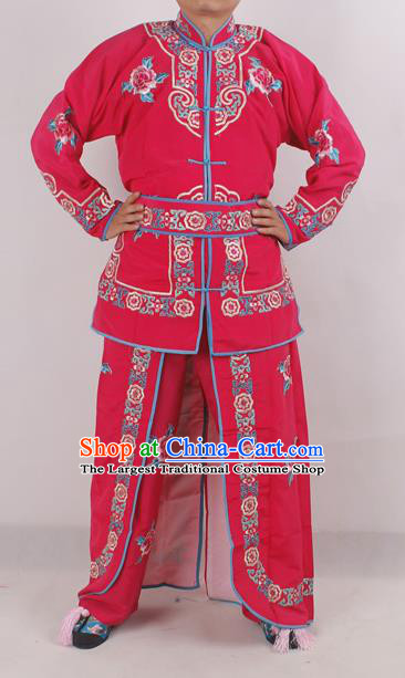 Chinese Peking Opera Female Warrior Rosy Costume Ancient Swordswoman Embroidered Clothing for Adults
