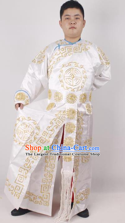 Professional Chinese Peking Opera Takefu White Embroidered Costume for Adults