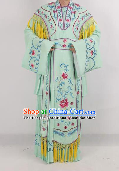 Professional Chinese Peking Opera Diva Costumes Ancient Fairy Embroidered Green Dress for Adults