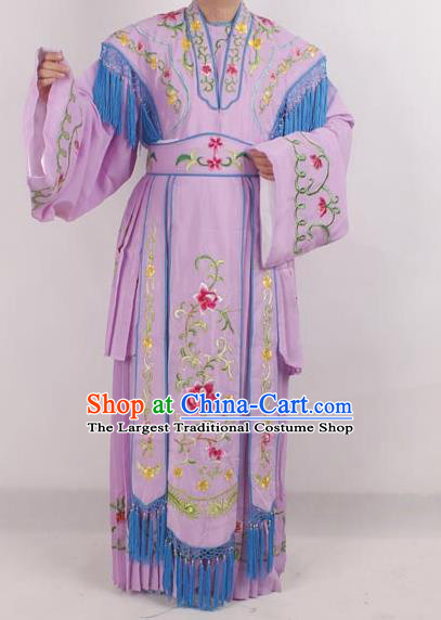 Professional Chinese Peking Opera Diva Costumes Ancient Fairy Embroidered Purple Dress for Adults