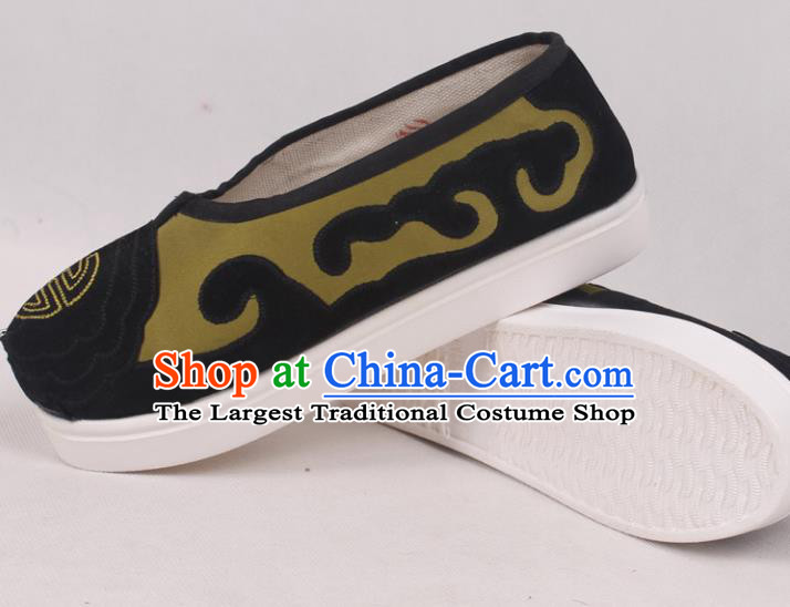 Chinese Traditional Beijing Opera Ministry Councillor Embroidered Shoes Peking Opera Green Shoes for Men