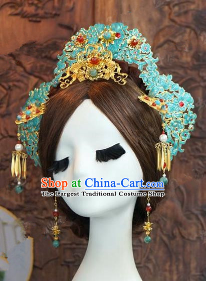 Chinese Handmade Ancient Wedding Hair Accessories Phoenix Coronet Tassel Hairpins Complete Set for Women