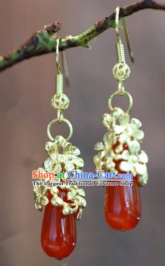 Chinese Handmade Ancient Bride Agate Earrings Jewelry Accessories for Women