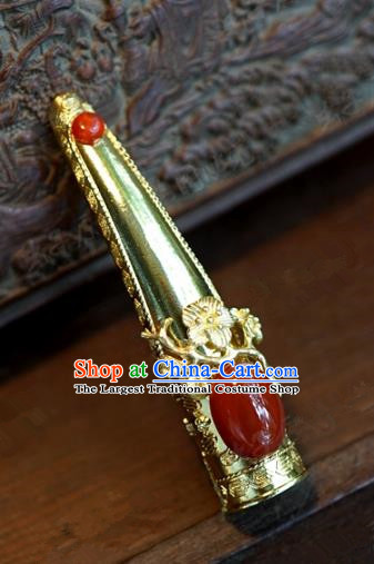 Top Grade Chinese Handmade Jewelry Accessories Ancient Qing Dynasty Imperial Consort Red Agate Nail Wrap for Women