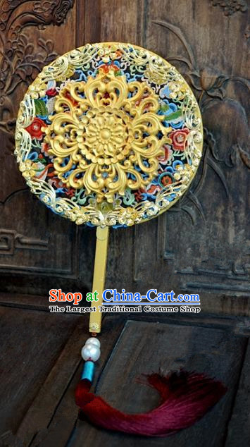 Top Grade Chinese Handmade Palace Fans Ancient Hanfu Round Fans for Women