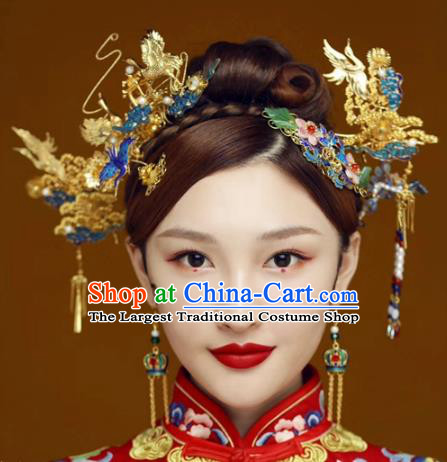 Chinese Traditional Ancient Palace Queen Headdress Hairpins Complete Set for Women