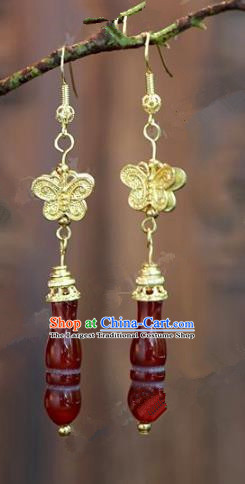 Chinese Handmade Agate Earrings Ancient Bride Ear Jewelry Accessories for Women