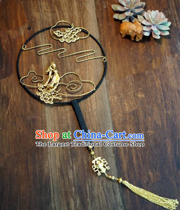 Top Grade Chinese Handmade Palace Fans Ancient Chang E flying to the Moon Round Fans for Women