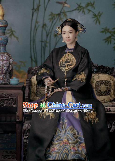 Chinese Ancient Story of Yanxi Palace Qing Dynasty Empress Embroidered Costumes and Headpiece Complete Set