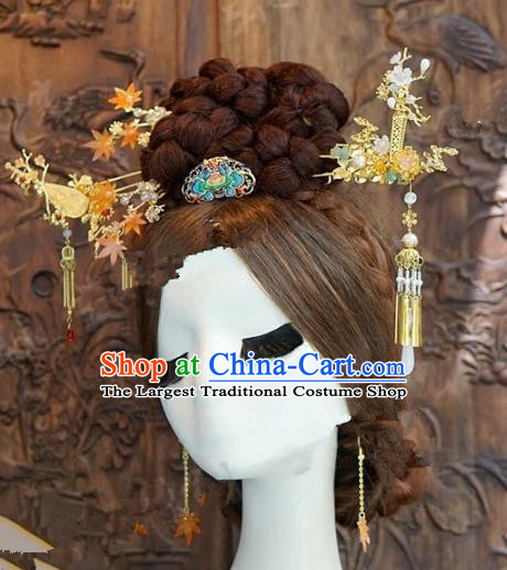 Chinese Handmade Wedding Step Shake Hair Accessories Ancient Tassel Hairpins Complete Set for Women