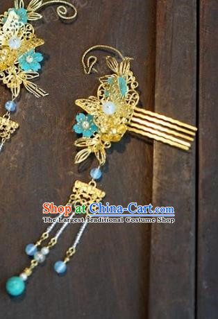 Chinese Handmade Ancient Hair Accessories Ancient Hanfu Butterfly Hair Comb Hairpins for Women