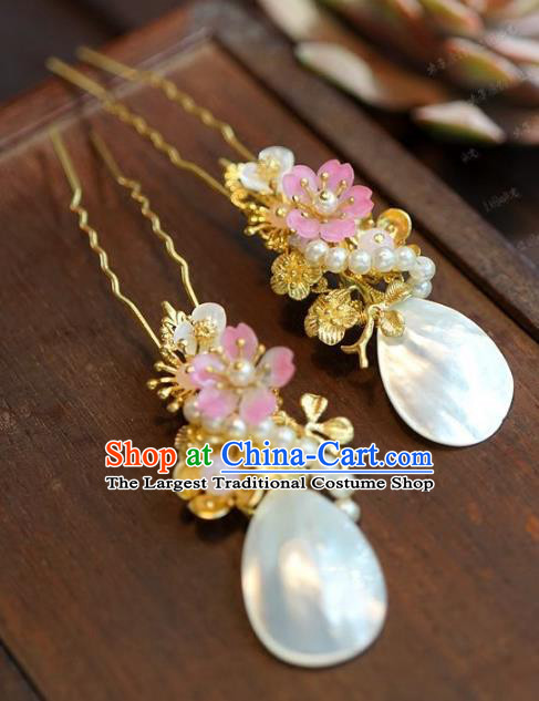 Chinese Handmade Ancient Hair Accessories Ancient Hanfu Shell Hairpins for Women