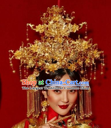 Chinese Ancient Handmade Bride Phoenix Coronet Hanfu Hairpins Wedding Hair Accessories for Women