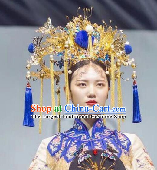 Chinese Ancient Handmade Qing Dynasty Princess Phoenix Coronet Hairpins Hair Accessories for Women