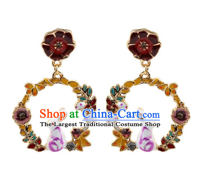 Top Grade Chinese Handmade Jewelry Accessories Bride Hanfu Enamel Earrings for Women