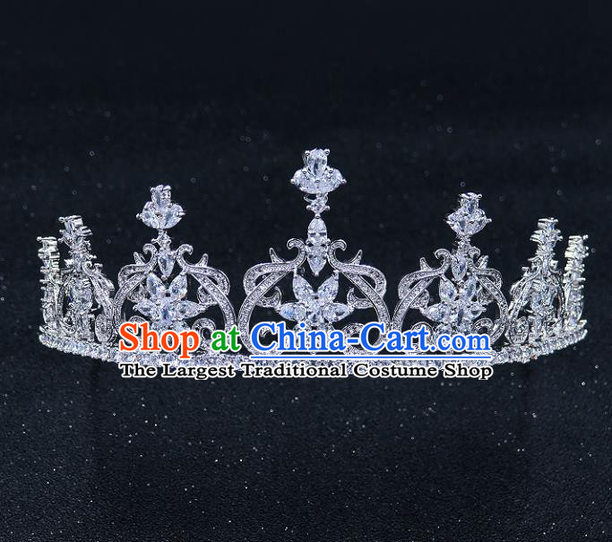 Handmade Baroque Bride Zircon Royal Crown Wedding Queen Crystal Hair Jewelry Accessories for Women