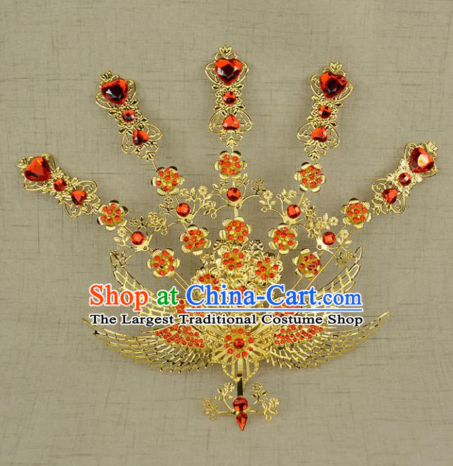 Chinese Ancient Handmade Phoenix Hair Comb Hairpins Bride Hair Accessories Headwear for Women