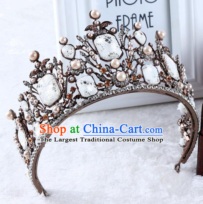 Top Grade Handmade Baroque Royal Crown Wedding Hair Jewelry Accessories for Women