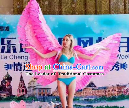 Top Grade Catwalks Swimsuit Wing Stage Performance Model Show Customized Rosy Feather Wings for Women