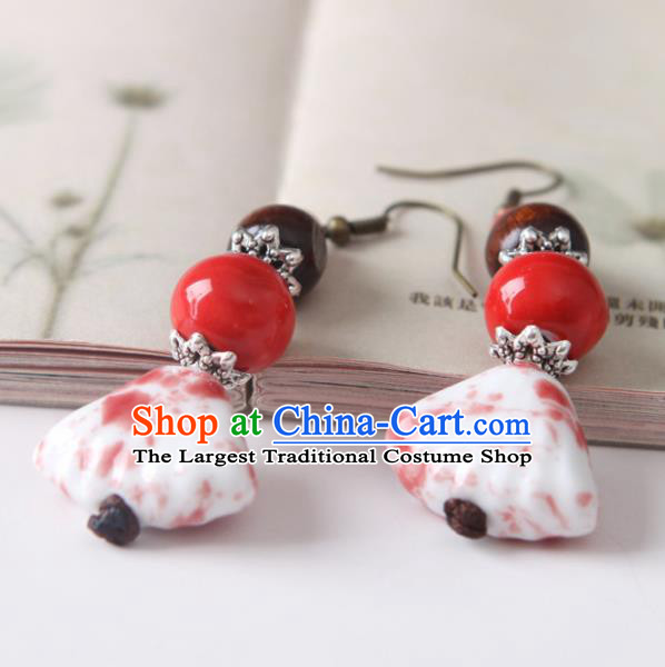 Top Grade Chinese Handmade Red Ceramics Earrings for Women