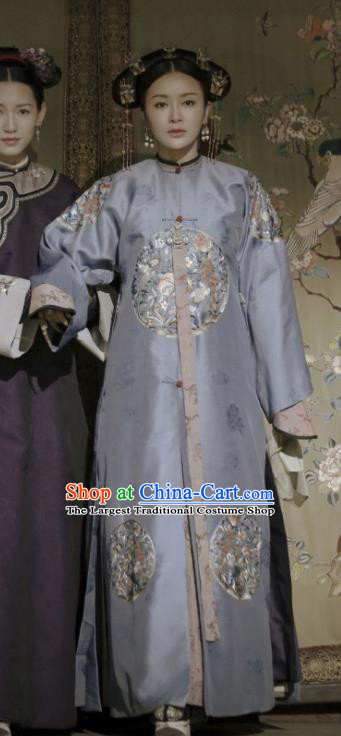 Ancient Story of Yanxi Palace Traditional Chinese Qing Dynasty Imperial Empress Embroidered Costumes and Headpiece for Women