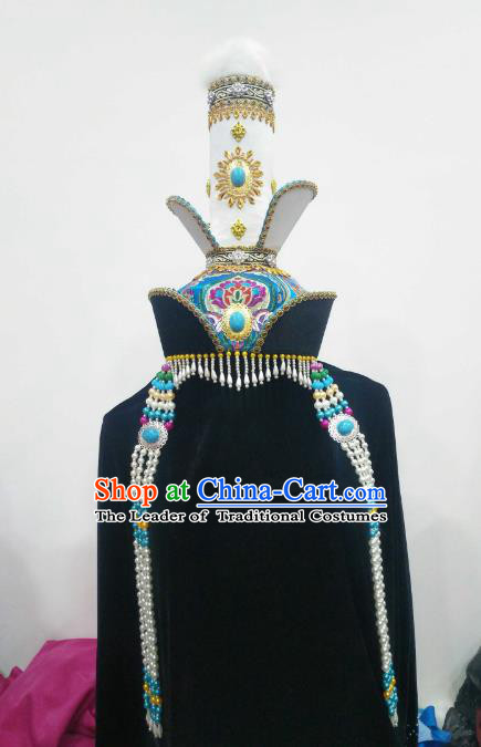 Chinese Traditional Mongolian Princess Hats Mongol Nationality Hair Accessories Folk Dance Headwear for Women