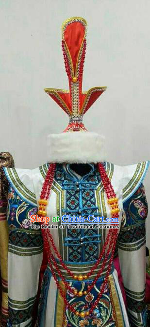 Chinese Traditional Mongolian Fur Hats Mongol Nationality Hair Accessories Folk Dance Headwear for Women