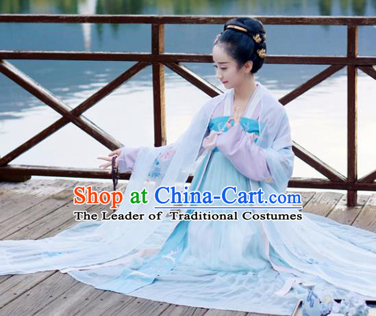 Chinese Ancient Palace Lady Hanfu Han Dynasty Imperial Concubine Queen Embroidered Historical Costumes