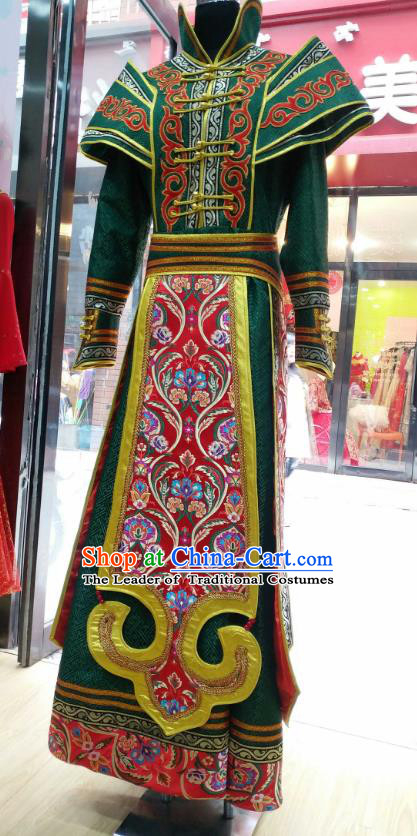 Traditional Chinese Mongol Nationality Dancing Costume Mongols Female Folk Dance Headwear Mongolian Minority Embroidery Costume