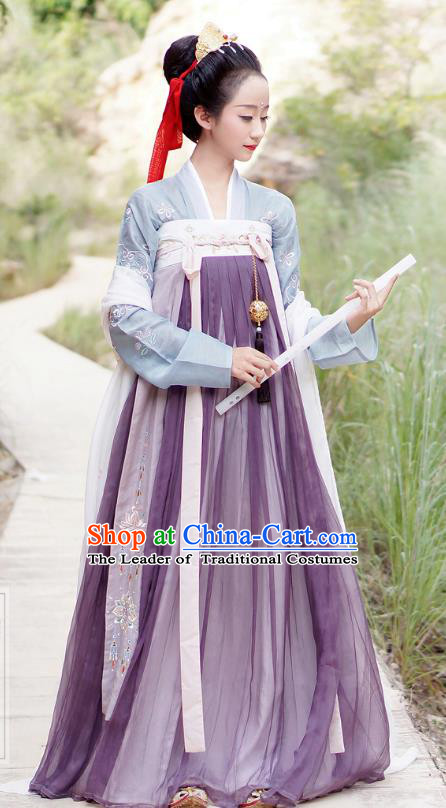 Chinese Ancient Tang Dynasty Princess Hanfu Dress Embroidered Costumes for Women
