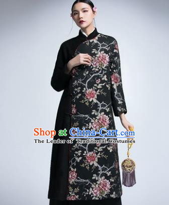 Chinese Traditional Tang Suit Woolen Cheongsam China National Coat Qipao Dress for Women
