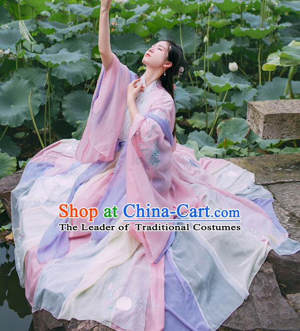 Chinese Ancient Palace Lady Hanfu Han Dynasty Imperial Concubine Queen Embroidered Historical Costumes