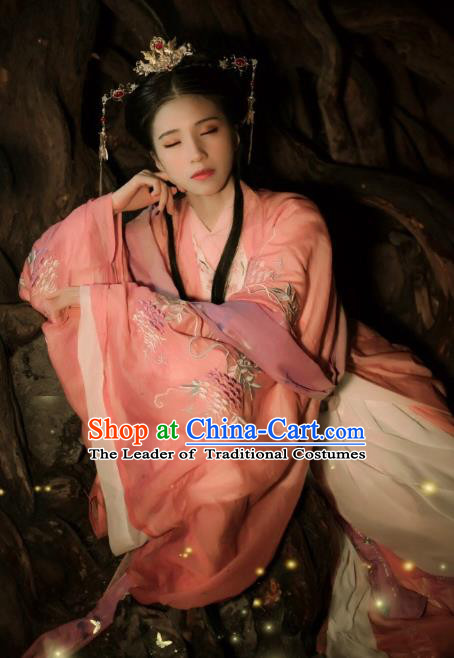 Chinese Ancient Palace Lady Hanfu Han Dynasty Imperial Concubine Queen Embroidered Historical Costumes