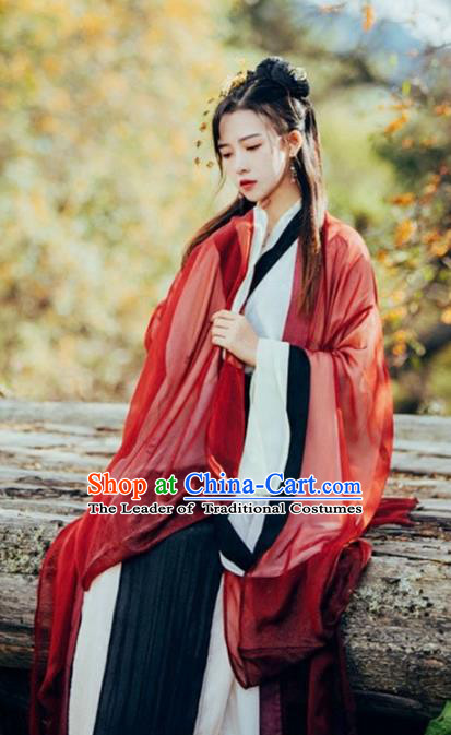 Chinese Ancient Jin Dynasty Swordswoman Hanfu Dress Princess Costume for Women