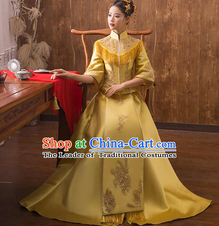 Traditional Chinese Wedding Costumes Traditional Xiuhe Suits Ancient Chinese bridal Full Dress