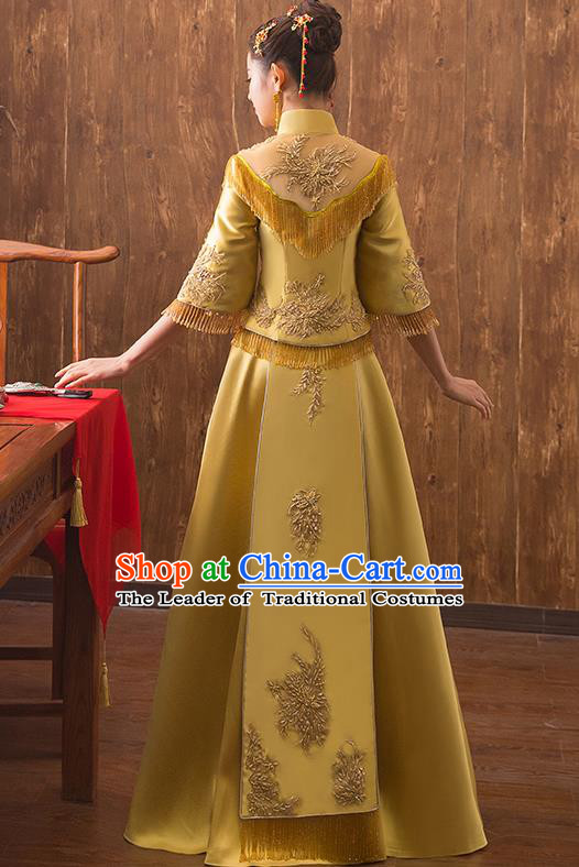 Traditional Chinese Wedding Costumes Traditional Xiuhe Suits Ancient Chinese bridal Full Dress