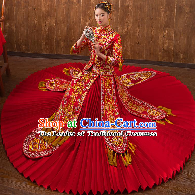 Traditional Chinese Wedding Costumes Traditional Xiuhe Suits Ancient Chinese bridal Full Dress