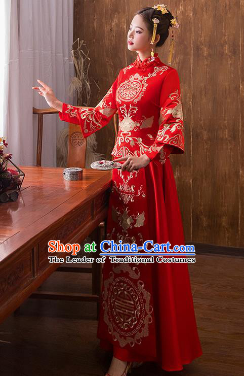 Traditional Chinese Wedding Costumes Traditional Xiuhe Suits Ancient Chinese bridal Full Dress