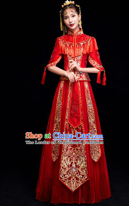 Traditional Chinese Wedding Costumes Traditional Xiuhe Suits Ancient Chinese bridal Full Dress