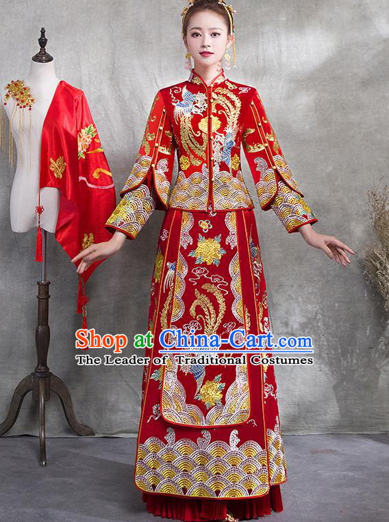 Traditional Chinese Wedding Costumes Traditional Xiuhe Suits Ancient Chinese bridal Full Dress