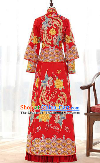 Traditional Chinese Wedding Costumes Traditional Xiuhe Suits Ancient Chinese bridal Full Dress