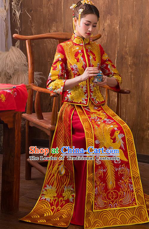 Traditional Chinese Wedding Costumes Traditional Xiuhe Suits Ancient Chinese bridal Full Dress