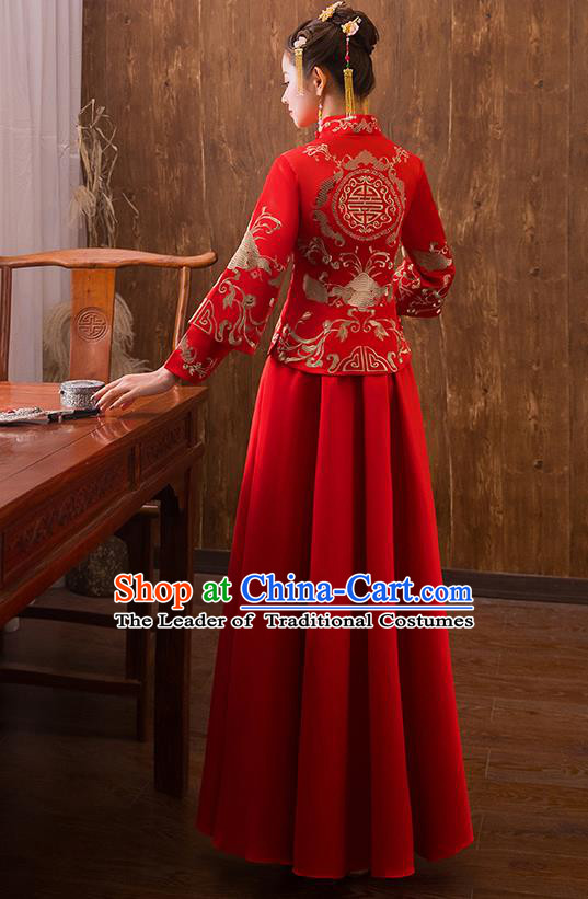 Traditional Chinese Wedding Costumes Traditional Xiuhe Suits Ancient Chinese bridal Full Dress